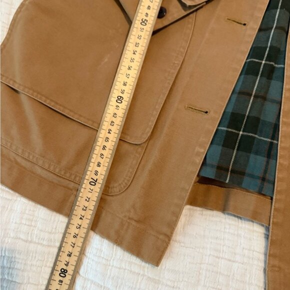 LL Bean Chore Barn Tan Jacket with Brown Collar EUC 2708 - Picture 6 of 13